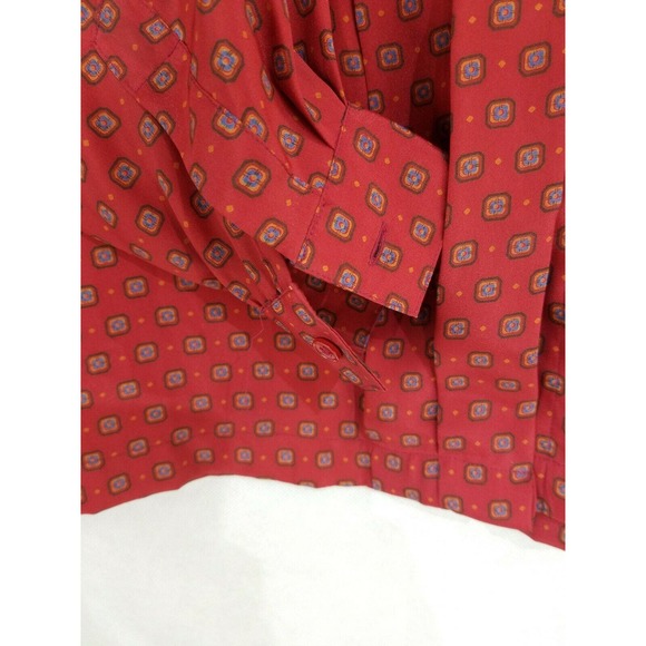 Alfred Dunner Pleat Front Secretary Blouse Red 12 - Picture 6 of 9